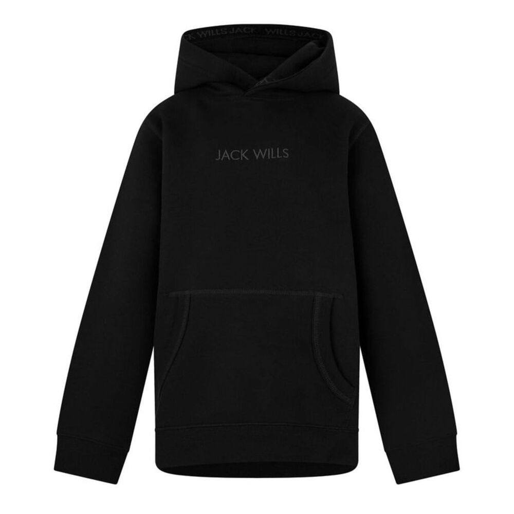 Jack Wills Childrens/Kids Jacquard Drawstring Hoodie / Black